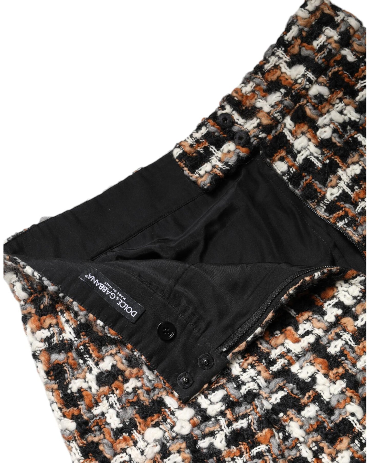 Dolce & Gabbana Women's Multicolor High Waist Tartan Tweed Mini Skirt - 38 IT