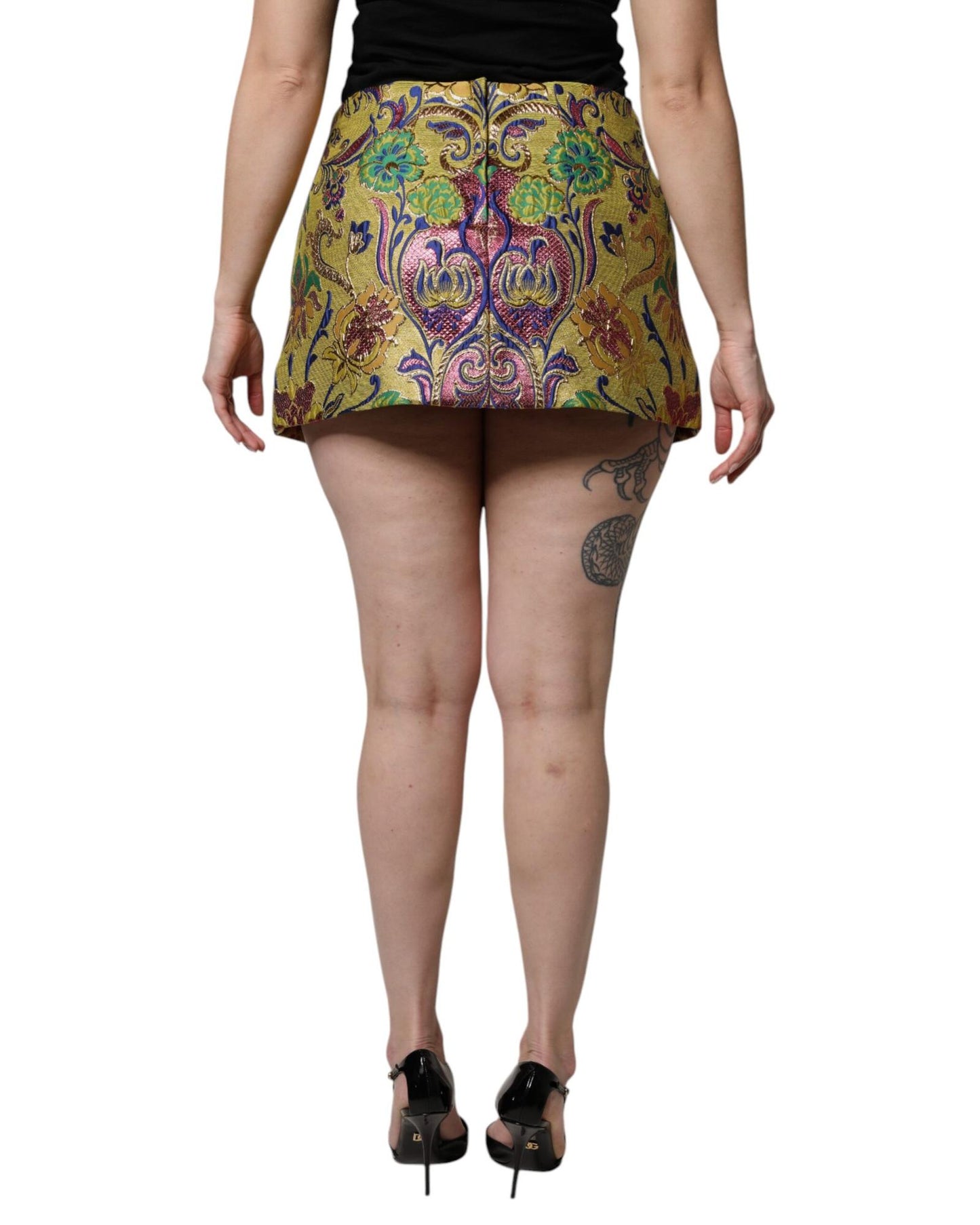 Dolce & Gabbana Women's Multicolor Floral Jacquard Mid Waist Mini Skirt - 42 IT