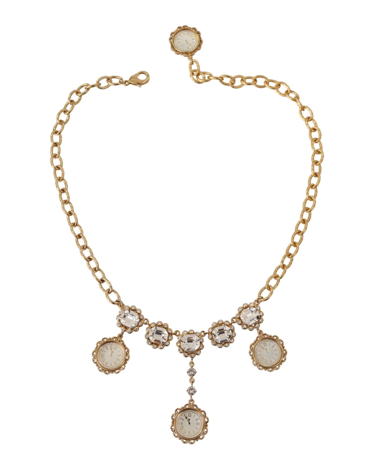 Dolce & Gabbana Women's Gold Clock Statet Crystal Chain Necklace - One Size