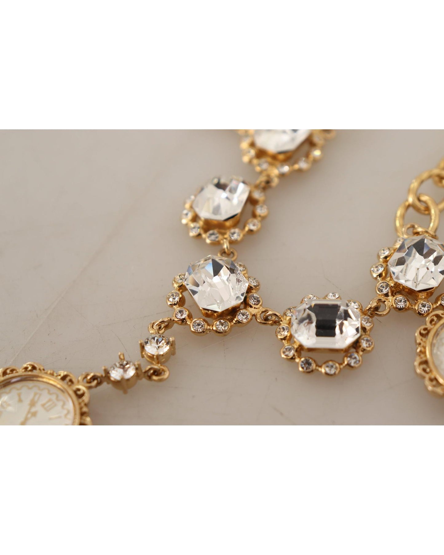 Dolce & Gabbana Women's Gold Clock Statet Crystal Chain Necklace - One Size