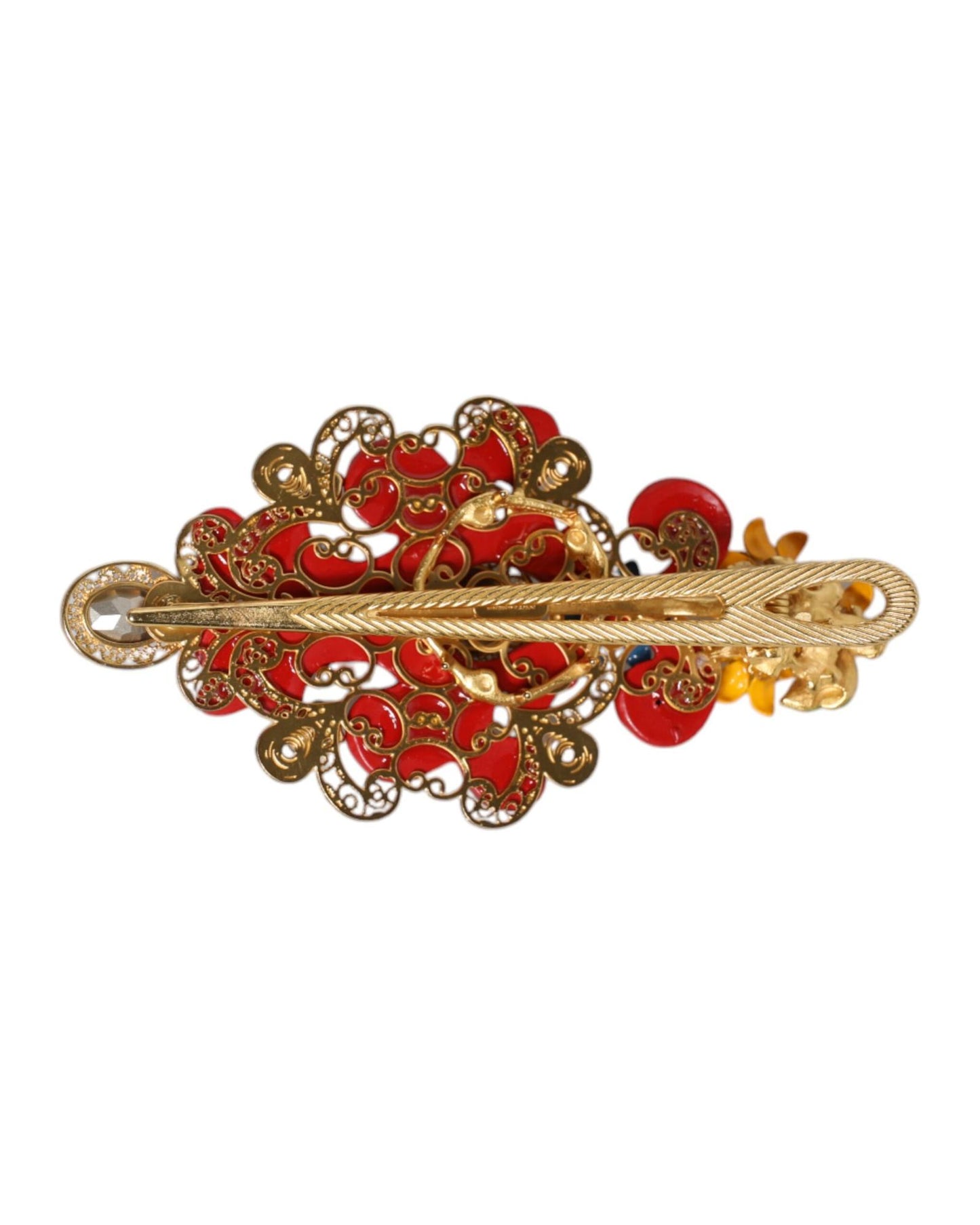 Dolce & Gabbana Women's Multicolor Spring CARRETTO Gold Brass Crystal Hair Clip - One Size