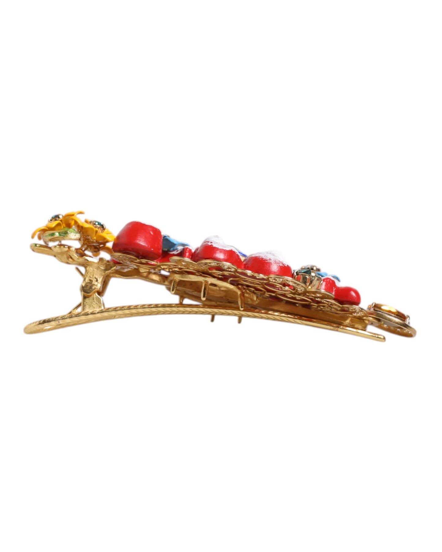 Dolce & Gabbana Women's Multicolor Spring CARRETTO Gold Brass Crystal Hair Clip - One Size