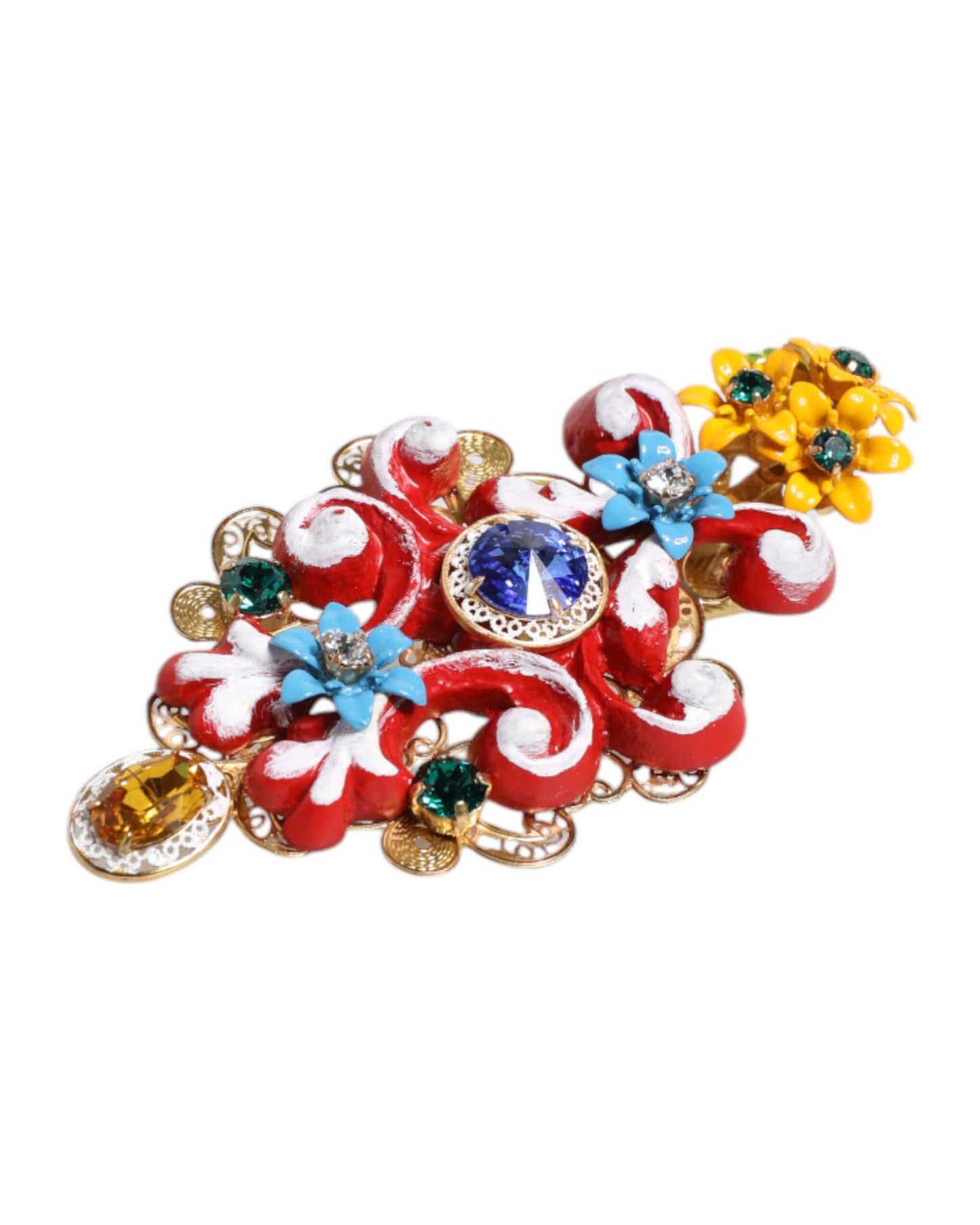 Dolce & Gabbana Women's Multicolor Spring CARRETTO Gold Brass Crystal Hair Clip - One Size