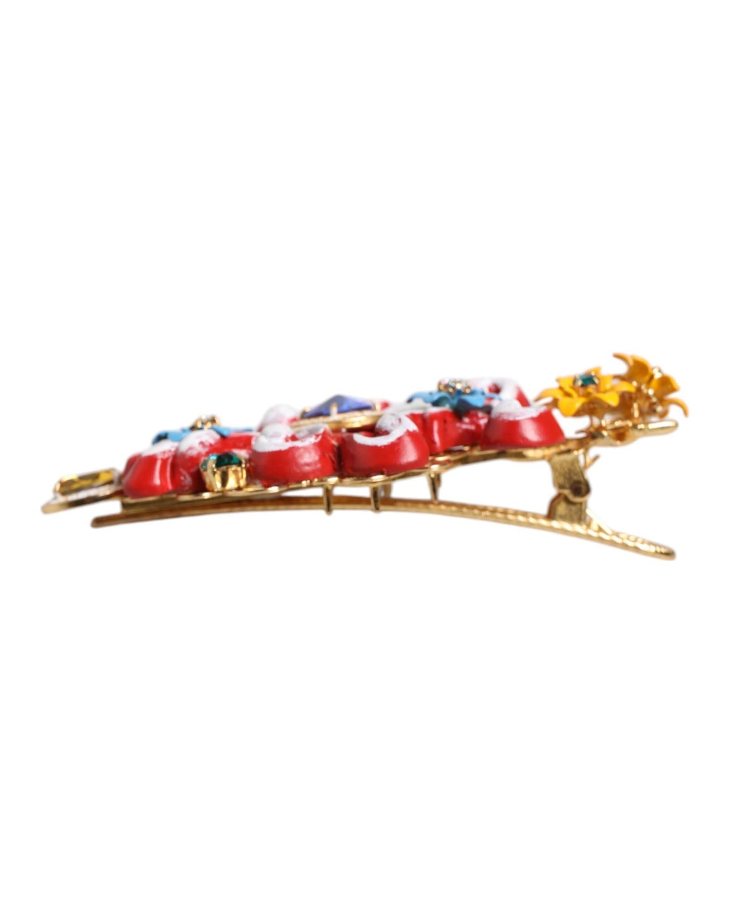 Dolce & Gabbana Women's Multicolor Spring CARRETTO Gold Brass Crystal Hair Clip - One Size