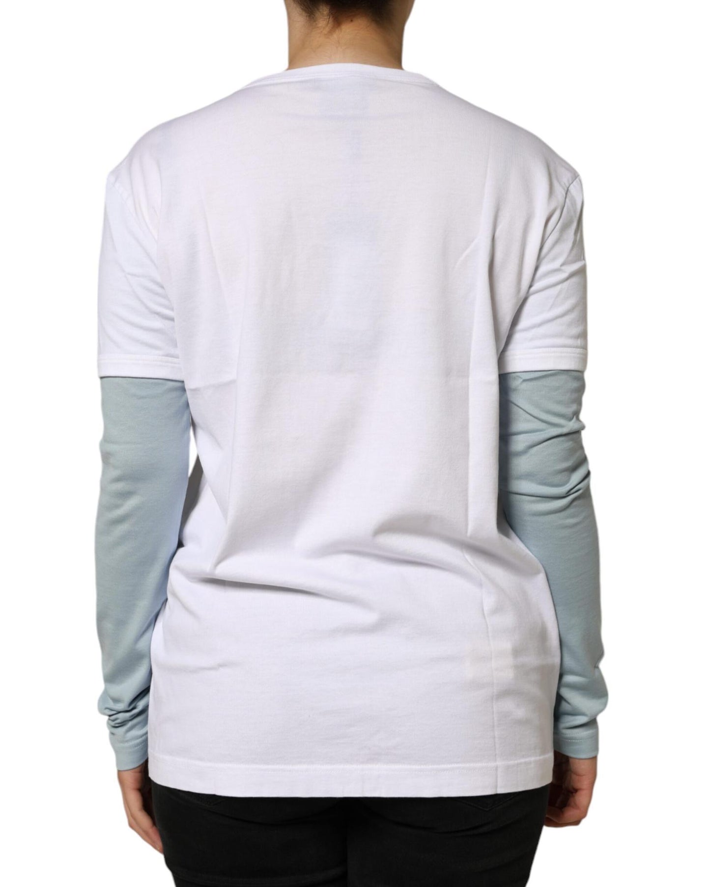 Dolce & Gabbana Women's White Cotton Logo Print Round Neck T-shirt - 42 IT