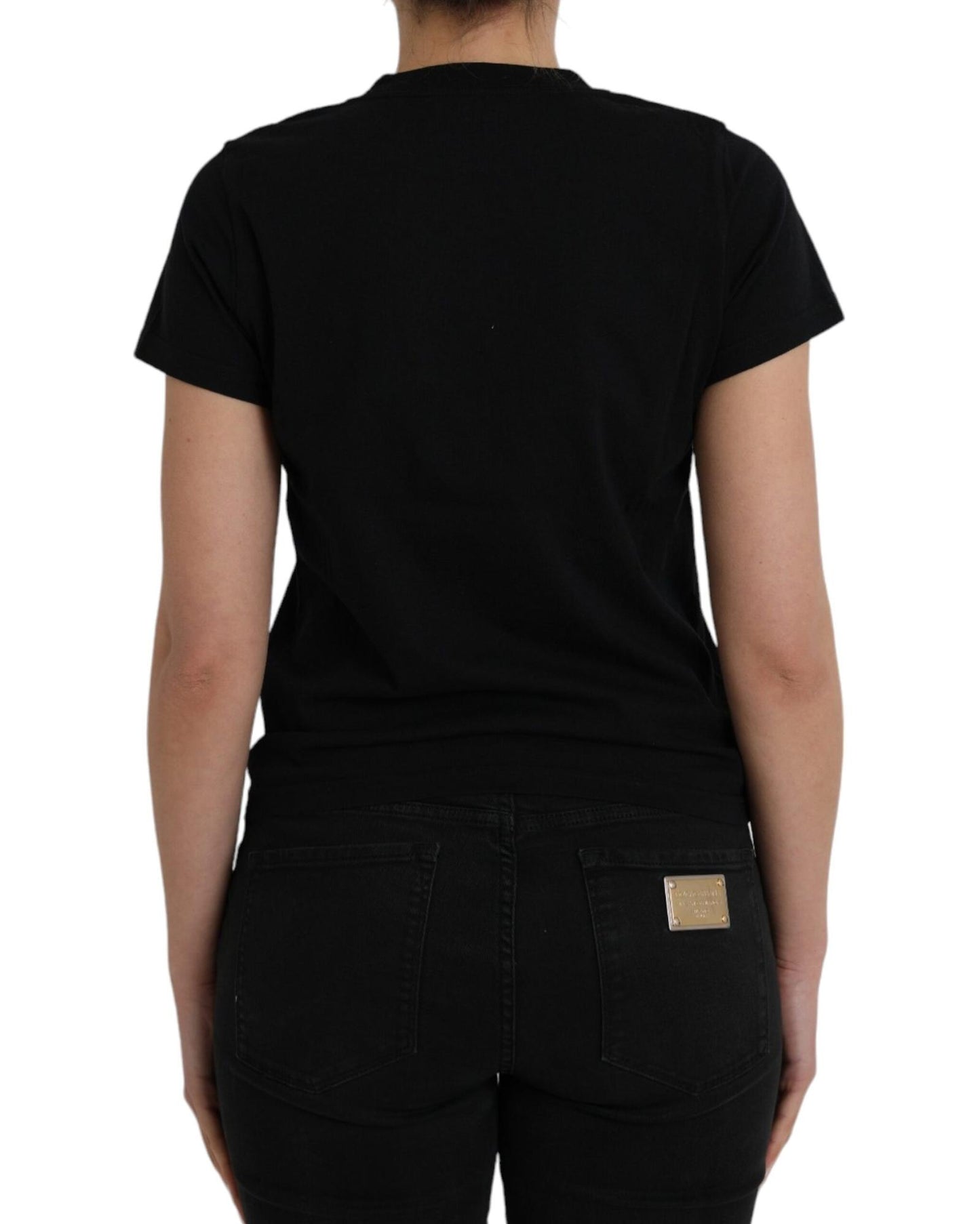 Balenciaga Women's Black Cotton Logo Crew Neck Short Sleeves T-shirt - L