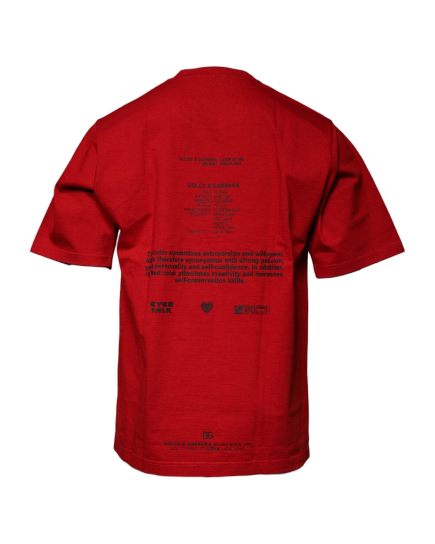 Dolce & Gabbana Men's Red DG Eye Cotton Crew Neck T-shirt - 44 IT