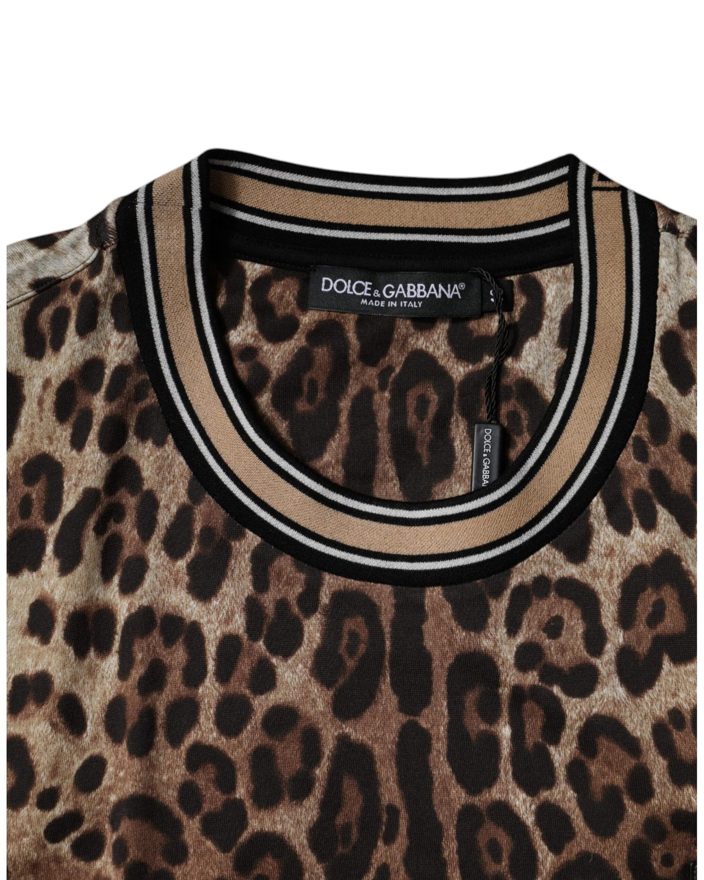 Dolce & Gabbana Men's Brown Leopard Crew Neck Short Sleeve T-shirt - 50 IT