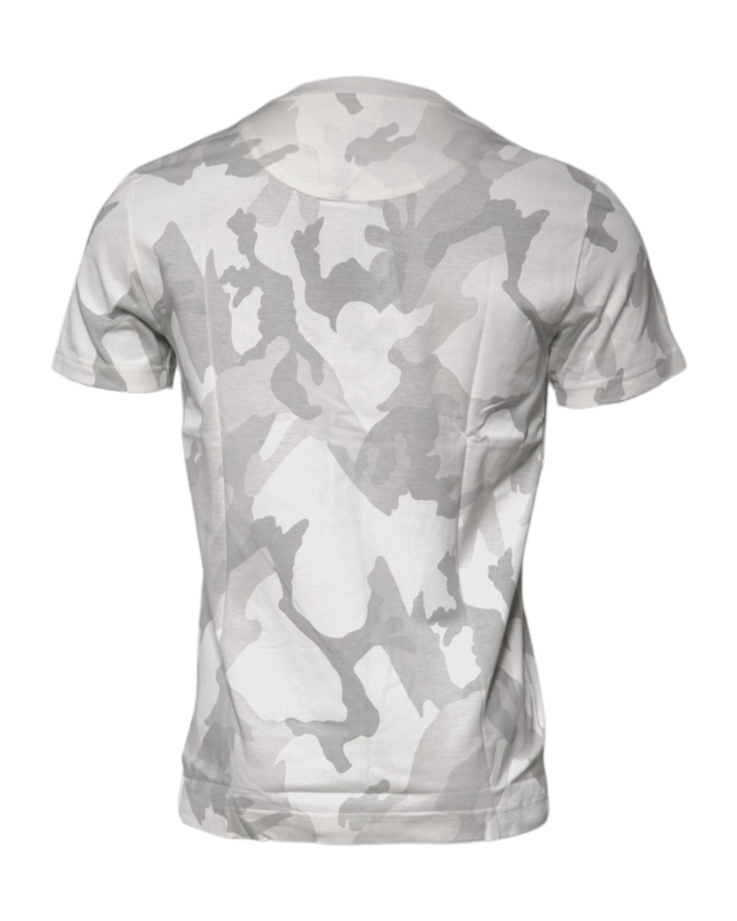 Dolce & Gabbana Men's White Gray Camouflage Cotton Crew Neck T-shirt - 46 IT