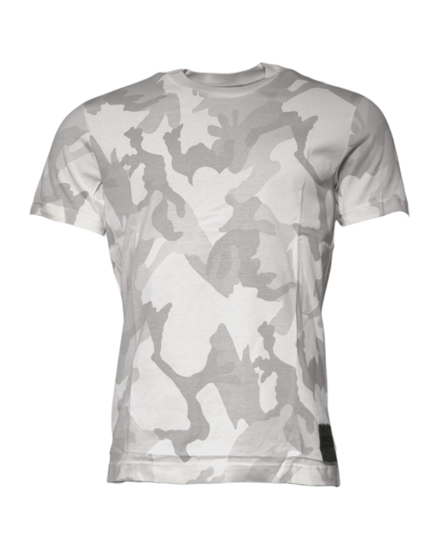 Dolce & Gabbana Men's White Gray Camouflage Cotton Crew Neck T-shirt - 48 IT