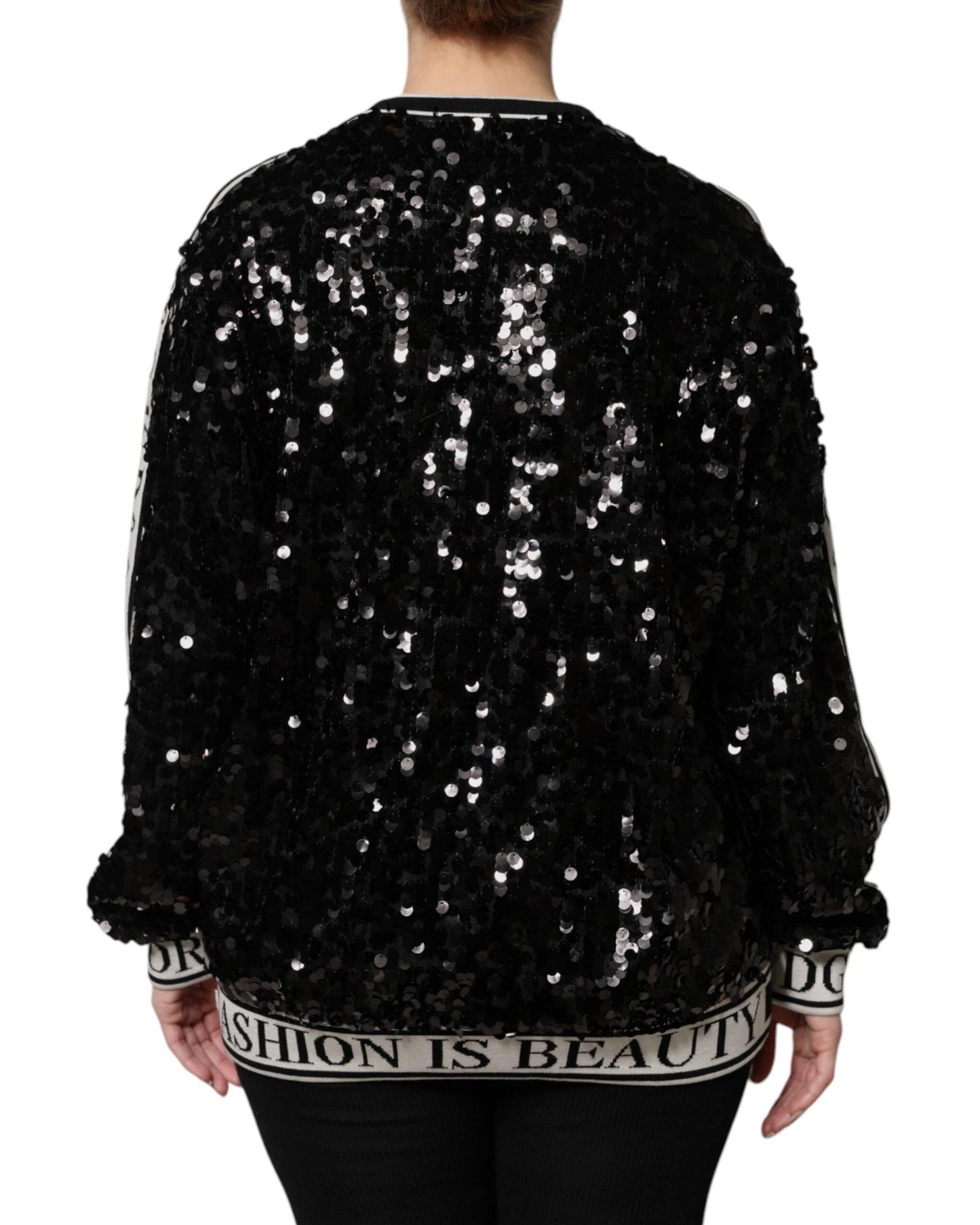 Dolce & Gabbana Women's Black DG Queen Sequin Pullover Sweater - 36 IT