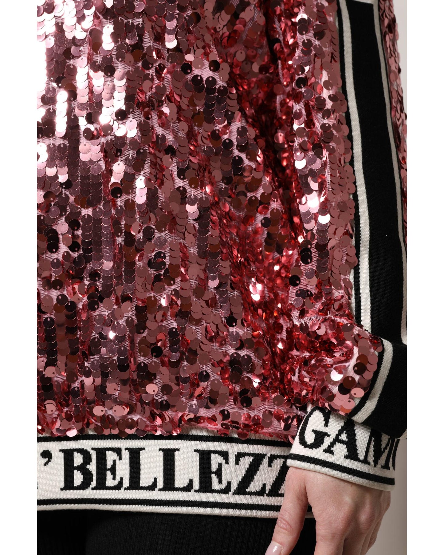 Dolce & Gabbana Women's Pink DG Queen Sequin Pullover Sweater - 40 IT
