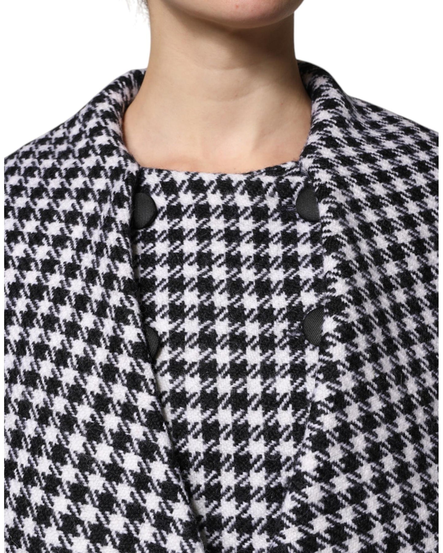 Dolce & Gabbana Women's Black White Monochrome Patterned Floral Cape Jacket - 42 IT
