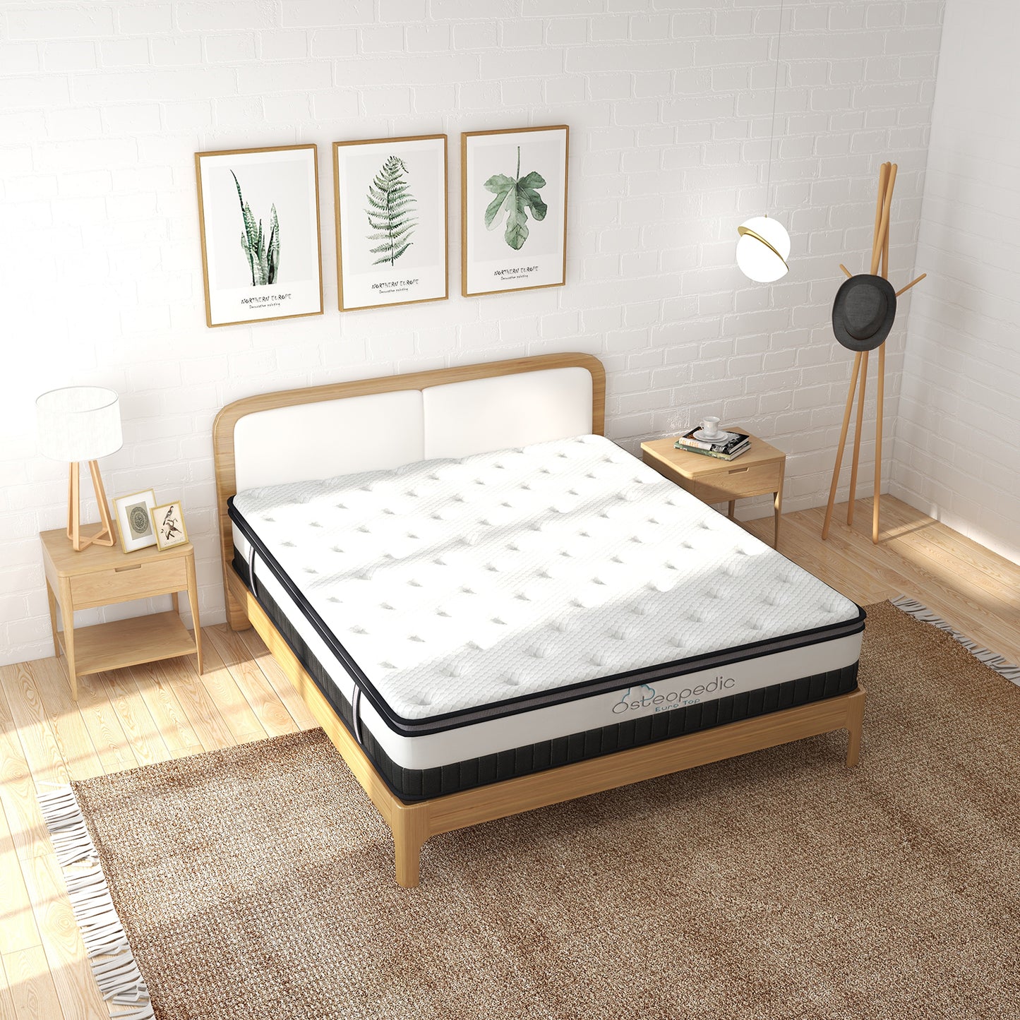 Osteopedic Euro Top Mattress Pocket Spring Medium Firm Hybrid Design Bed 30CM - King - White