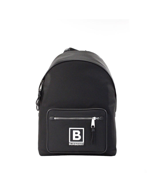 Burberry Men's Abbeydale Branded Stamp Black Nylon Backpack Shoulder Bookbag - One Size