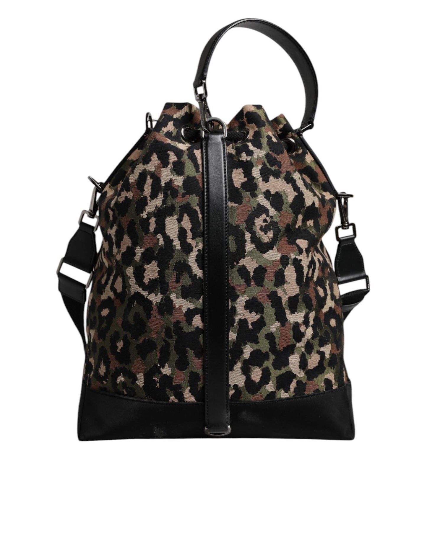 Dolce & Gabbana Men's Multicolor Leopard Cotton Shoulder Bucket Bag - One Size