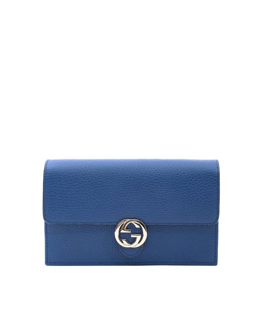 Gucci GG Marmont Wallet on Chain Blue Leather - One Size