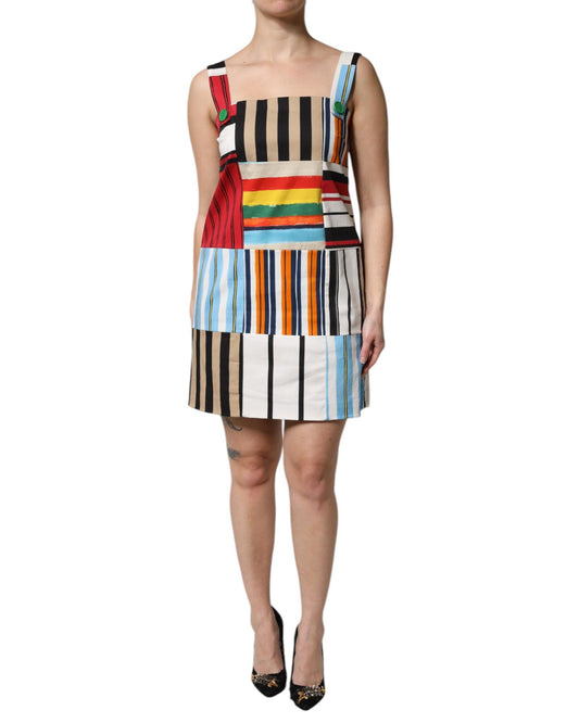 Dolce & Gabbana Women's Multicolor Cotton Stripe Sleeveless Dress - 40 IT