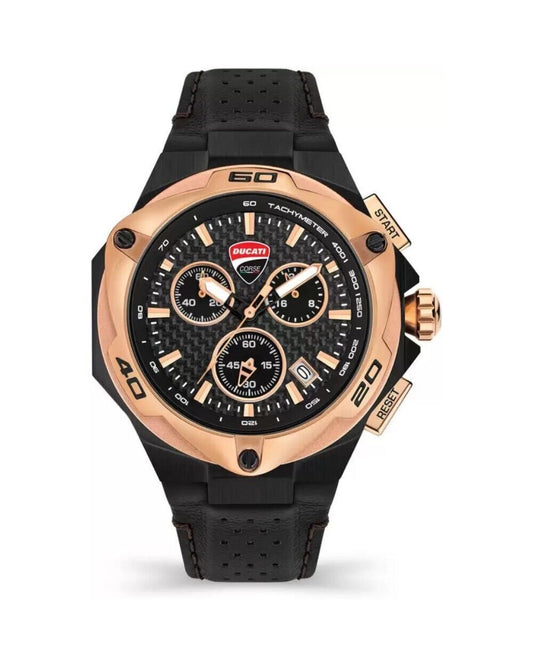 Ducati Men's Black Leather Watch - One Size