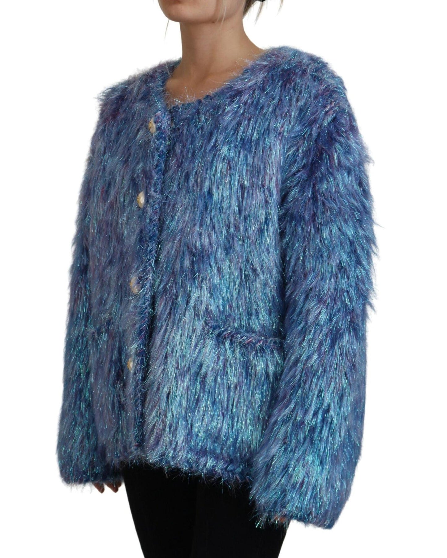 Dolce & Gabbana Women's Multicolor Polyester Fringes Coat Jacket - 40 IT