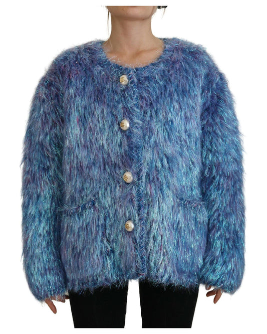 Dolce & Gabbana Women's Multicolor Polyester Fringes Coat Jacket - 44 IT