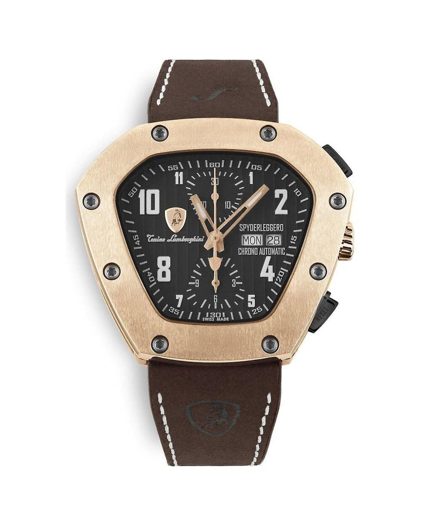 Lamborghini Men's Black Leather Watch - One Size