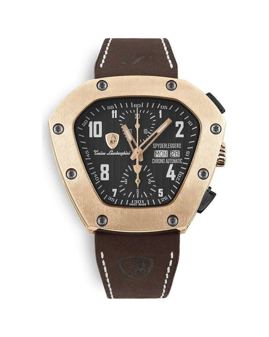 Lamborghini Men's Black Leather Watch - One Size