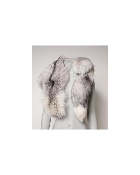Dolce & Gabbana Women's White Fox Fur Neck Wrap Warmer Winter Scarf - One Size