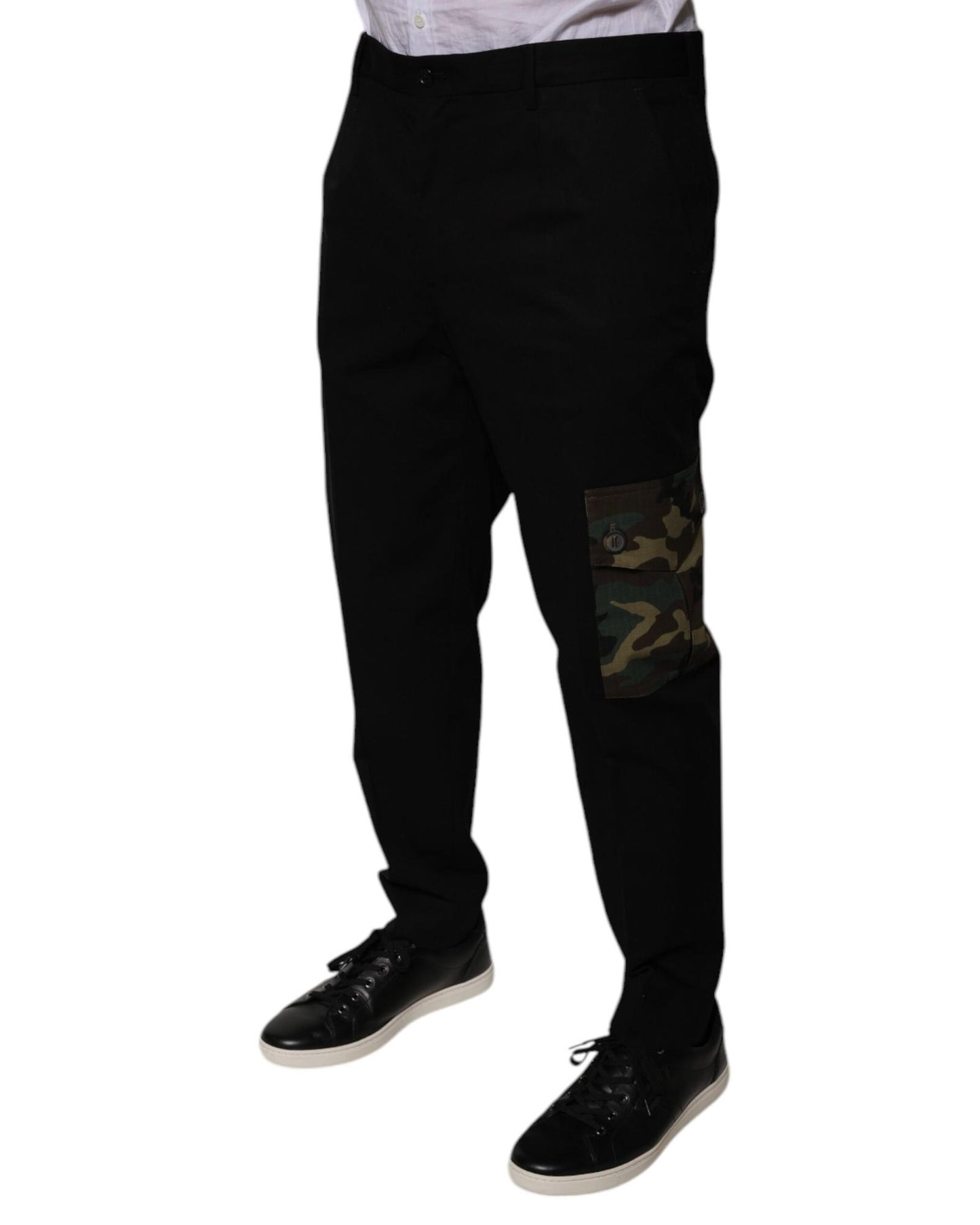 Dolce & Gabbana Men's Black Cotton  Cargo Casual Pants - 52 IT