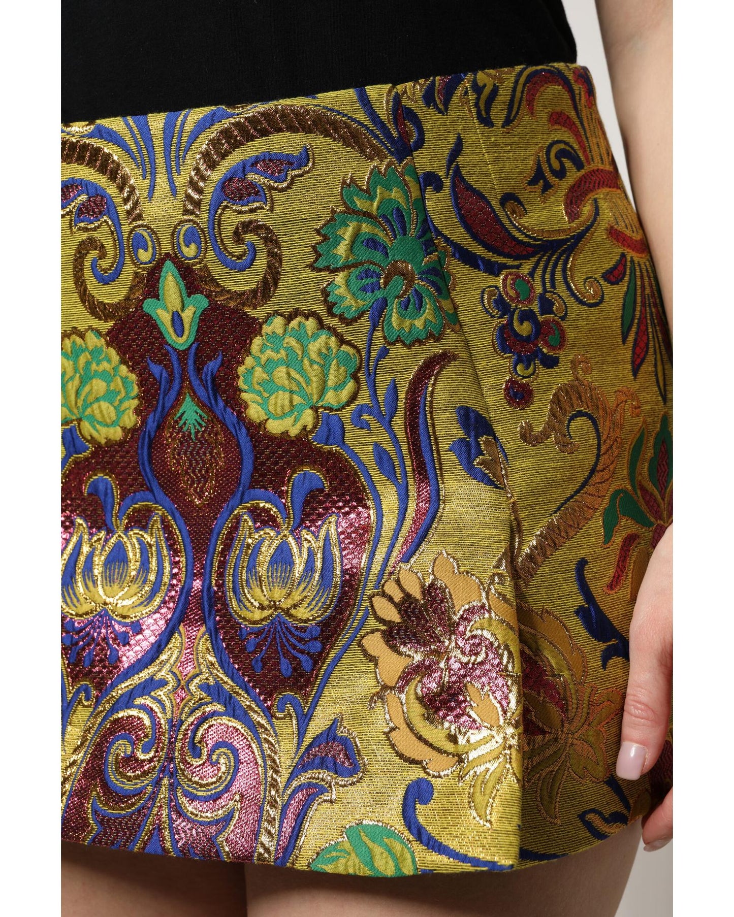 Dolce & Gabbana Women's Multicolor Floral Jacquard Mid Waist Mini Skirt - 42 IT