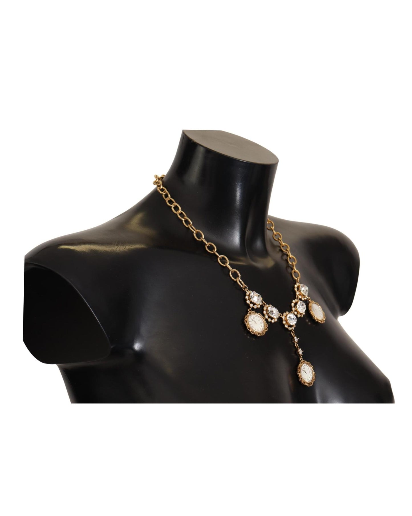 Dolce & Gabbana Women's Gold Clock Statet Crystal Chain Necklace - One Size