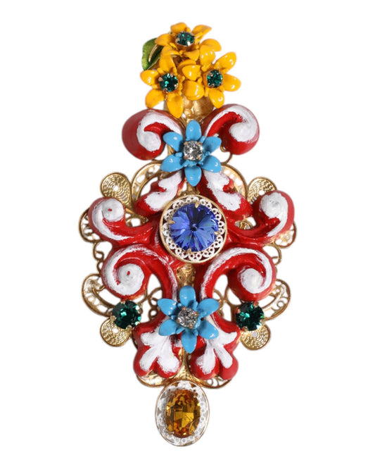 Dolce & Gabbana Women's Multicolor Spring CARRETTO Gold Brass Crystal Hair Clip - One Size