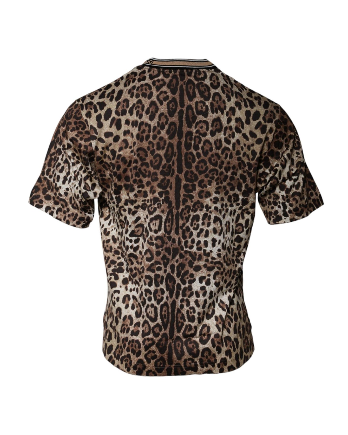 Dolce & Gabbana Men's Brown Leopard Crew Neck Short Sleeve T-shirt - 50 IT
